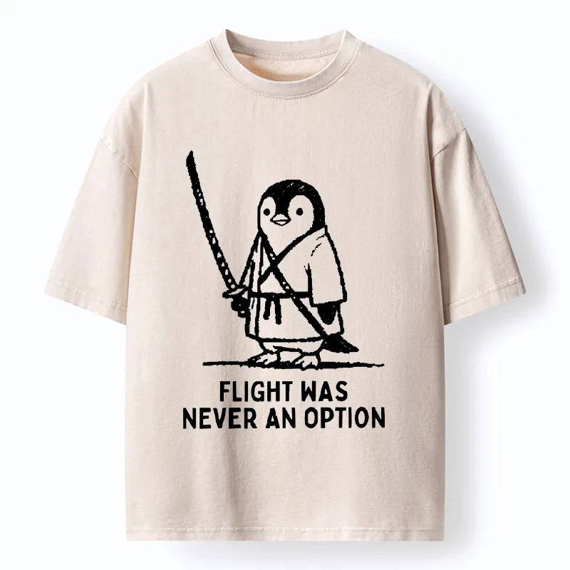 Kyoto-Lion Funny Samurai Penguin With Sword Meme Washed T-Shirt