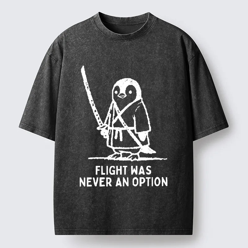 Kyoto-Lion Funny Samurai Penguin With Sword Meme Washed T-Shirt