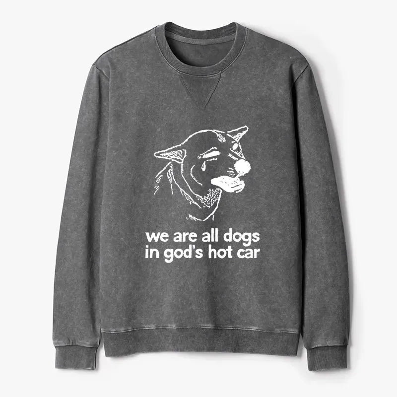 Kyoto-Lion Sad Dog Funny Washed Terry Sweatshirt