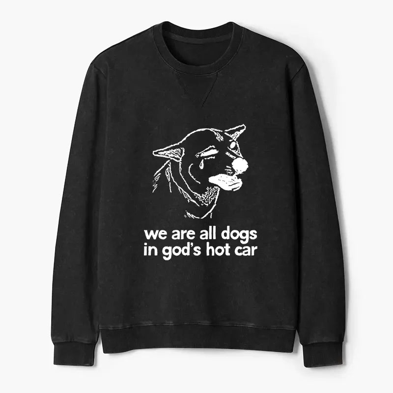 Kyoto-Lion Sad Dog Funny Washed Terry Sweatshirt