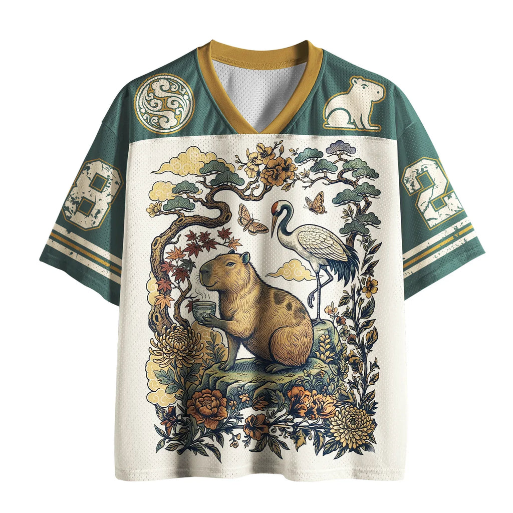 Kyoto-Lion The Tea-Sipping Capybara Mesh Jersey