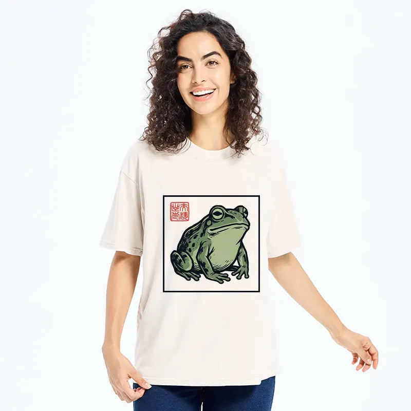 Kyoto-Lion Zen Frog Washed T-Shirt