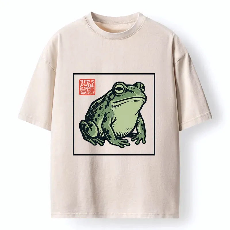 Kyoto-Lion Zen Frog Washed T-Shirt