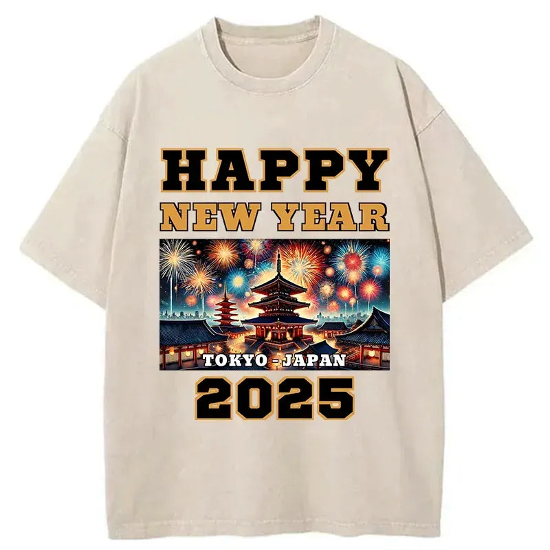 Kyoto-Lion Happy New Year 2025 Washed T-Shirt