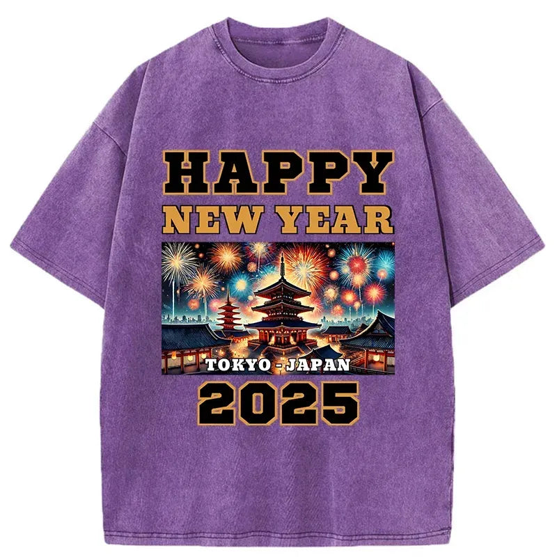 Kyoto-Lion Happy New Year 2025 Washed T-Shirt