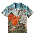 Fire Breathing Cat Mount Fuji Aloha Shirt