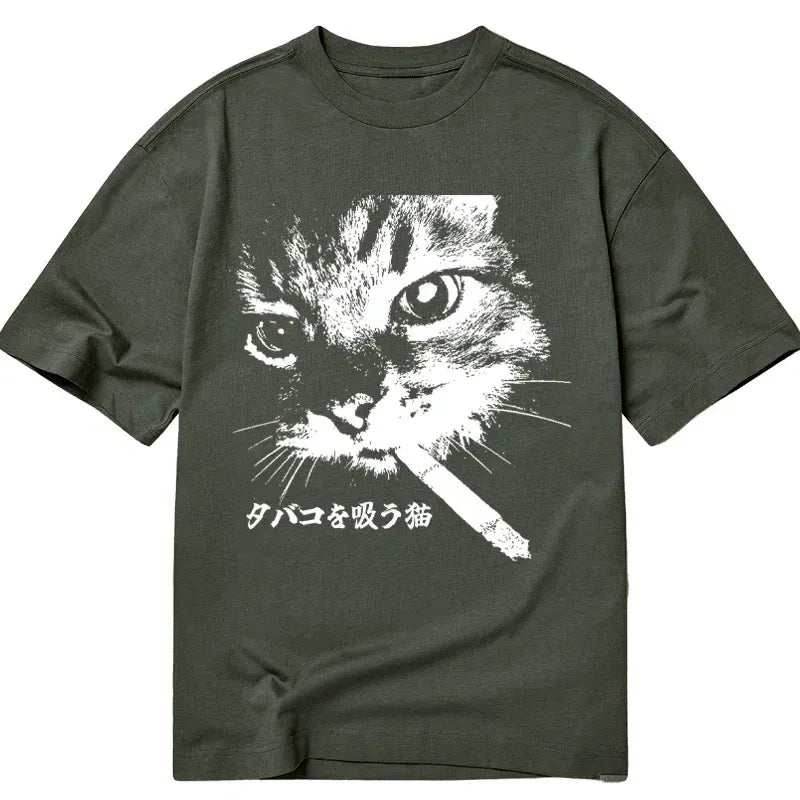 Kyoto-Lion Retro Cat Smoking Classic T-Shirt