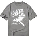 Japanese Retro Cat T-Shirt for Daily Wear