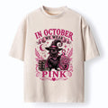 Kyoto-Lion Witch Cat Breast Cancer Awareness Washed T-Shirt