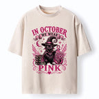 Kyoto-Lion Witch Cat Breast Cancer Awareness Washed T-Shirt