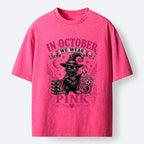 Kyoto-Lion Witch Cat Breast Cancer Awareness Washed T-Shirt