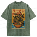 Cute Raccoon Ramen Retro T-Shirt