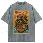 Cute Raccoon Ramen Retro T-Shirt