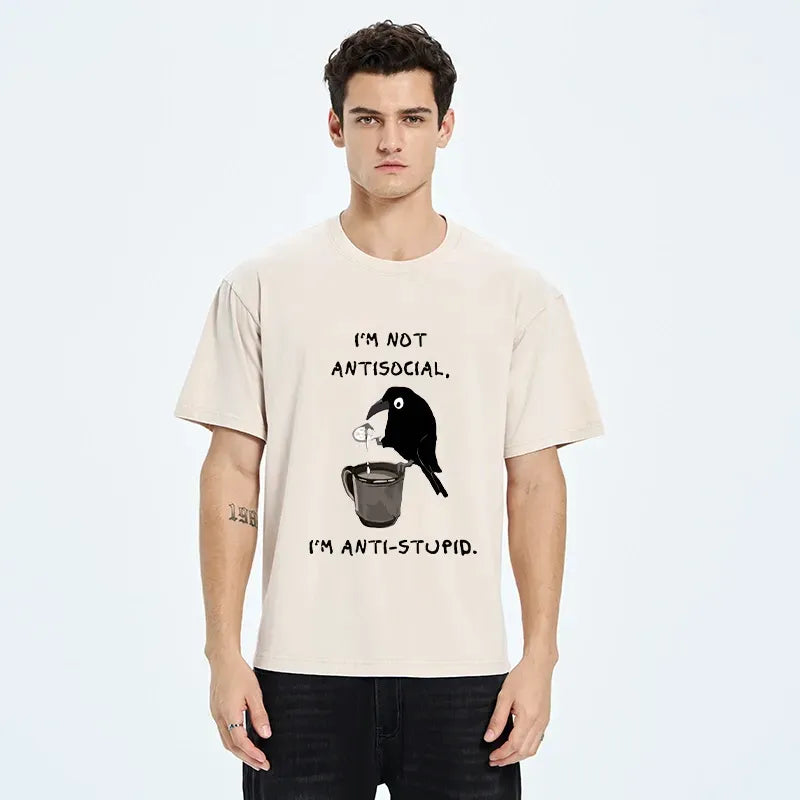 Funny Crow Coffee T-Shirt for Gift Idea