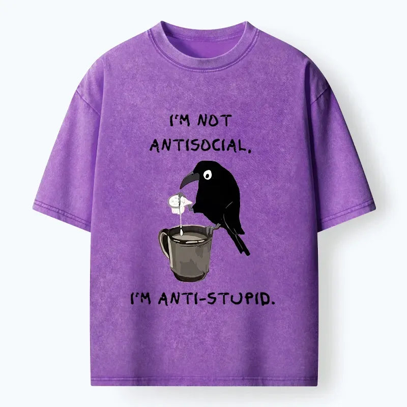 Cool Calm Crow Washed T-Shirt for Streetwear