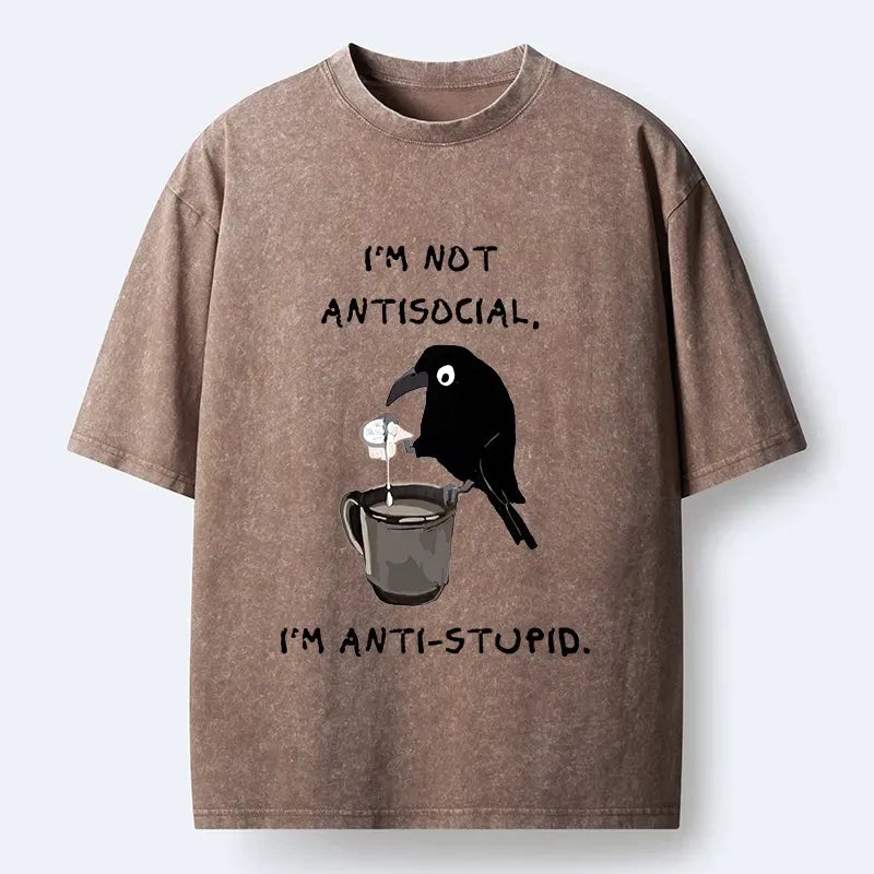 Cool Calm Crow Washed T-Shirt for Streetwear
