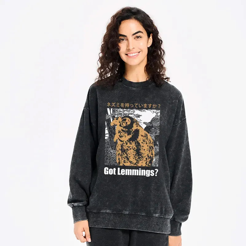 Kyoto-Lion Do You Have Lemmings Japanese Washed Sweatshirt