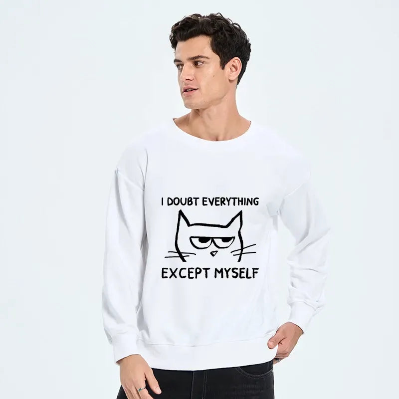 Japanese confident kitten sweatshirt for daily wear