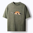 Zipper Washed Unisex Tee for Daily Wear