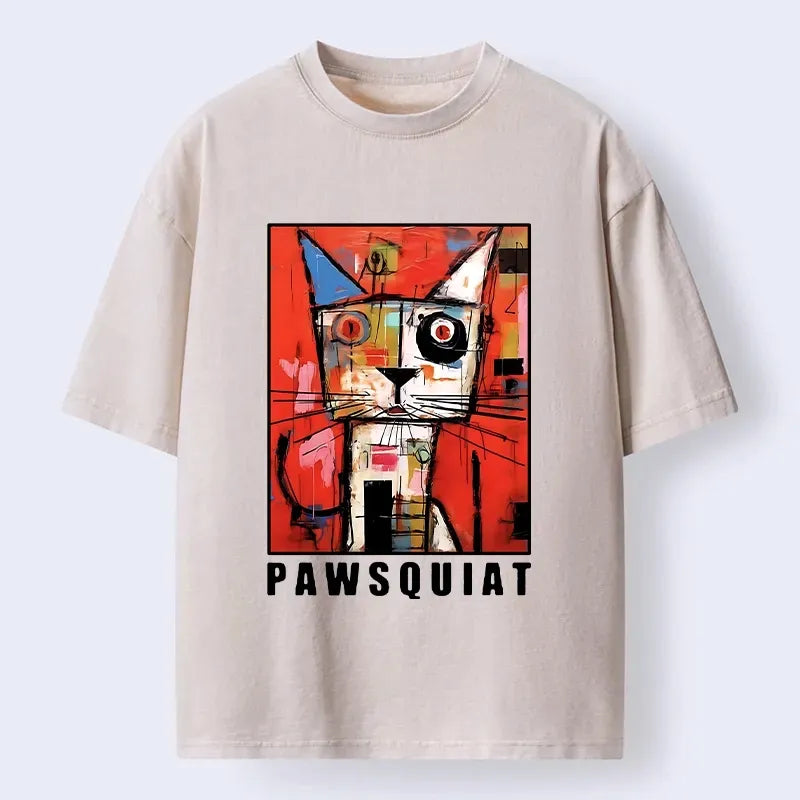 Kyoto-Lion Abstract Picasso Cat Art Washed T-Shirt