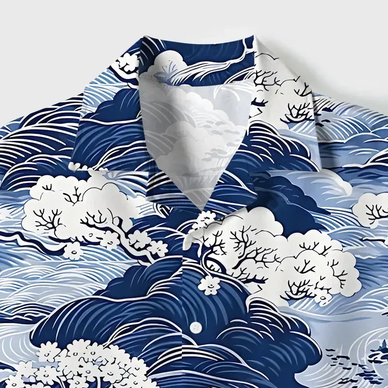 Vintage Japan Scenery Shirt for Vacation