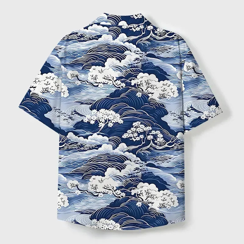 Japanese Traditional Cuban Collar Shirt for Summer