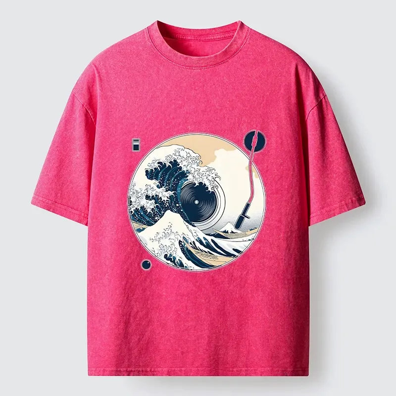 Kyoto-Lion When Waves Drop The Beat Washed T-Shirt