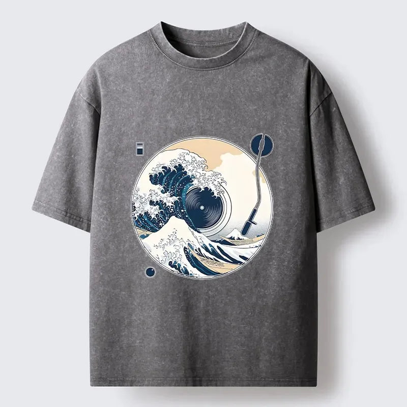 Kyoto-Lion When Waves Drop The Beat Washed T-Shirt