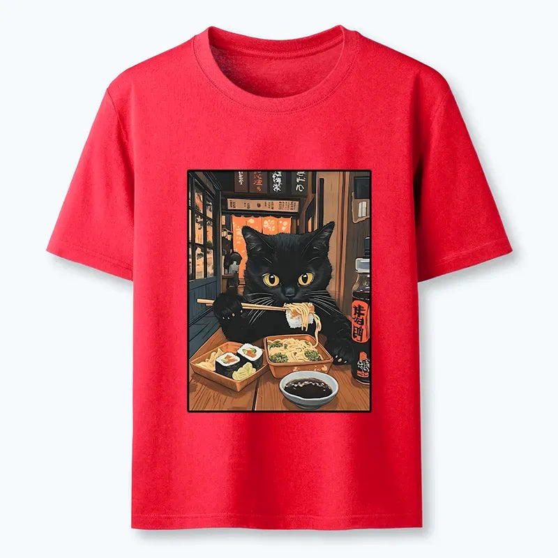 Kyoto-Lion Black Cat Eating At Sushi Restaurant Classic T-Shirt
