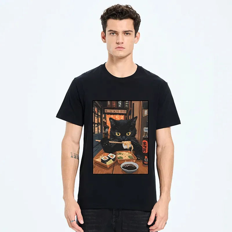 Kyoto-Lion Black Cat Eating At Sushi Restaurant Classic T-Shirt
