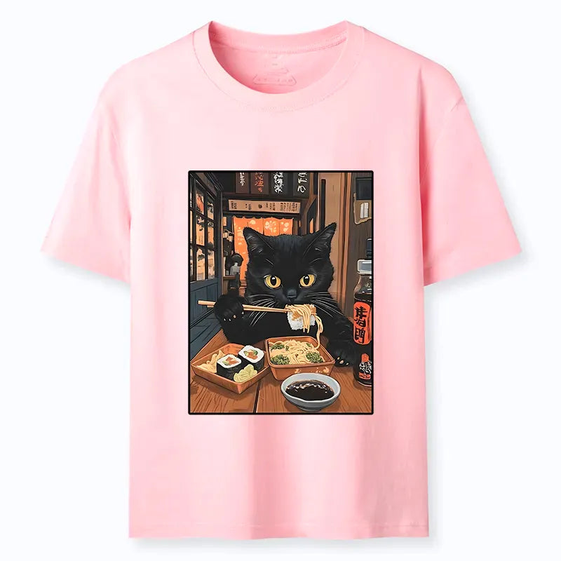Kyoto-Lion Black Cat Eating At Sushi Restaurant Classic T-Shirt