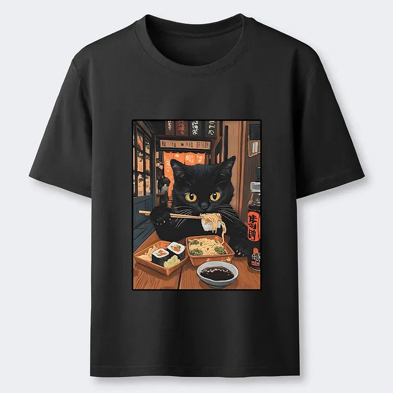 Black Cat Sushi T-Shirt Gift Idea