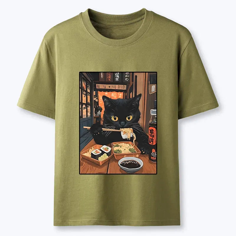 Kyoto-Lion Black Cat Eating At Sushi Restaurant Classic T-Shirt