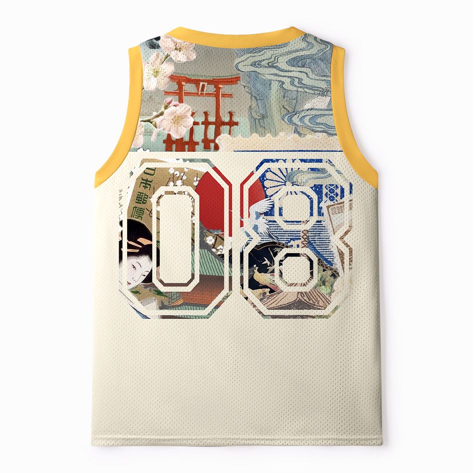 Kyoto-Lion Vintage Japanese Art Collage Mesh Tank Top