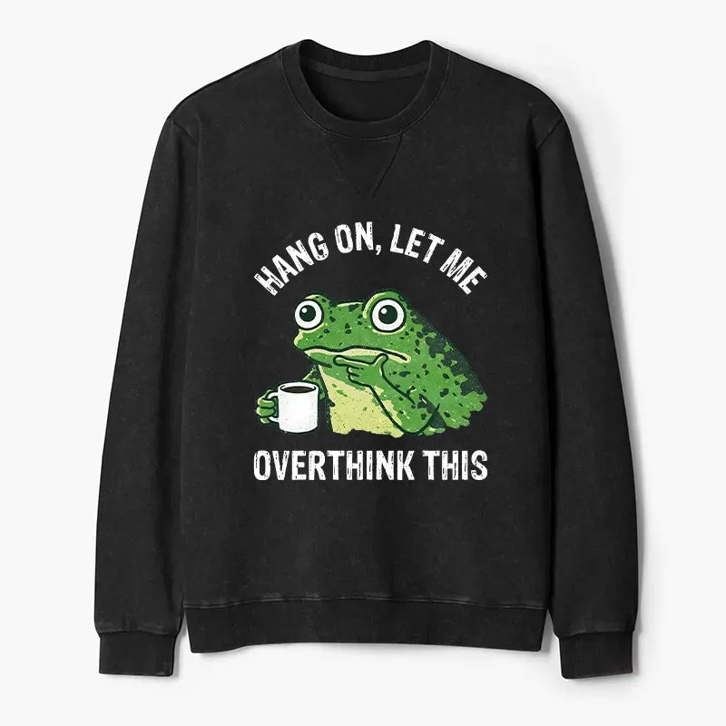 Kyoto-Lion Overthinking Frog With Coffee Washed Terry Sweatshirt