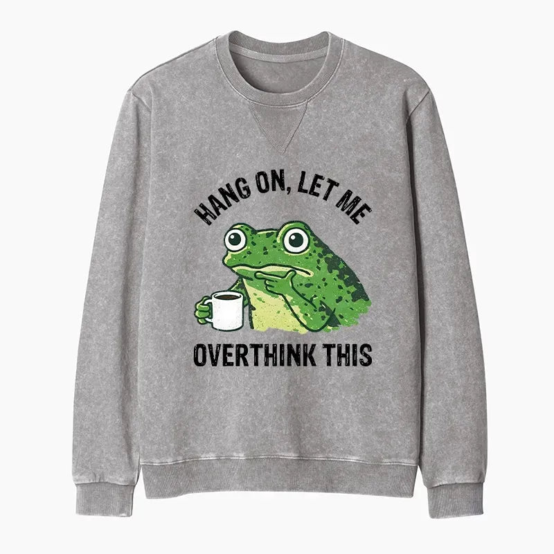 Kyoto-Lion Overthinking Frog With Coffee Washed Terry Sweatshirt