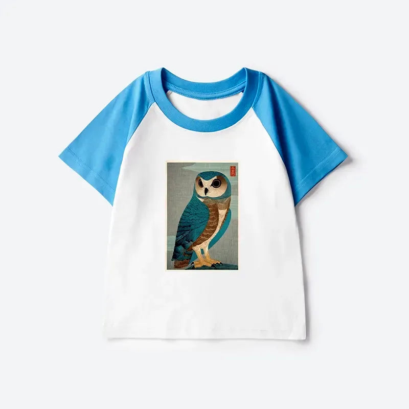 soft cotton owl raglan kids shirt