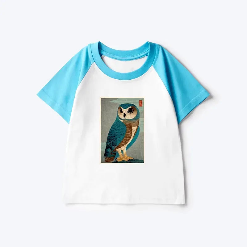soft cotton owl raglan kids shirt