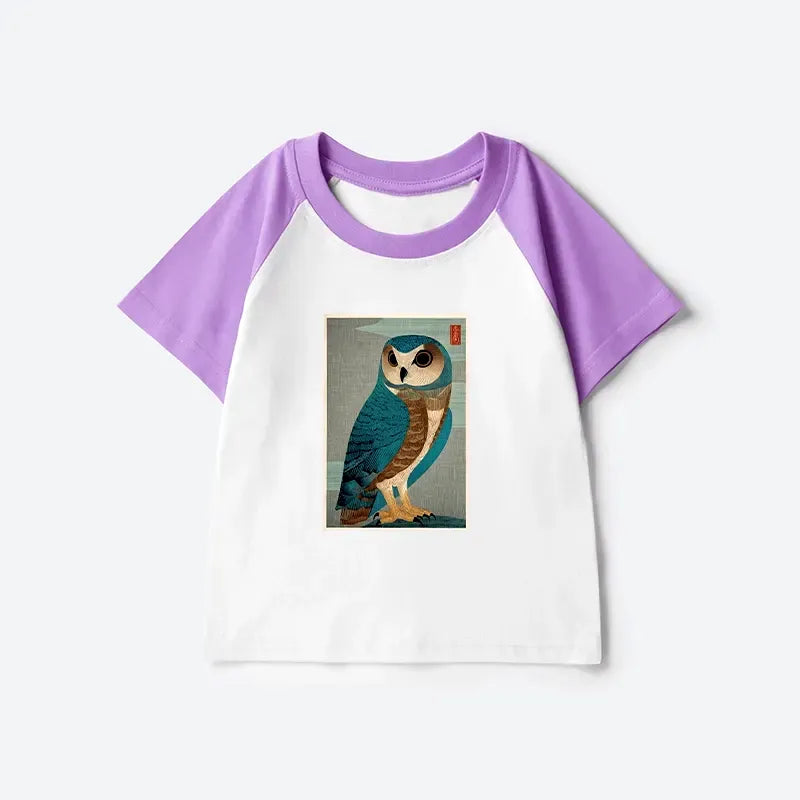 soft cotton owl raglan kids shirt