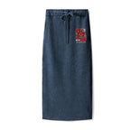 Kyoto-Lion Cool Oni Floral Art Washed Terry Skirt