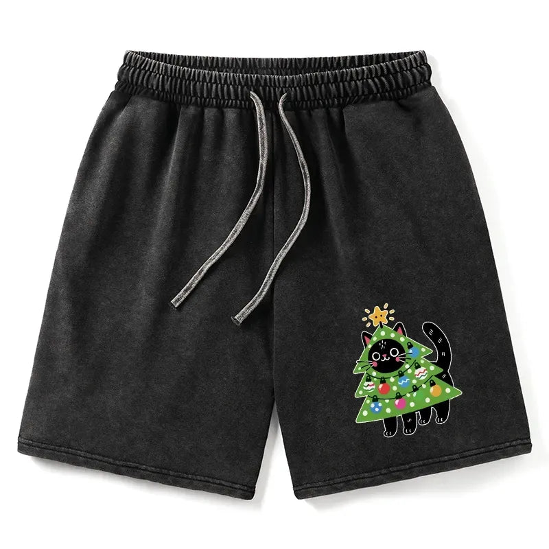 Christmas Tree Cat Shorts Best Seller