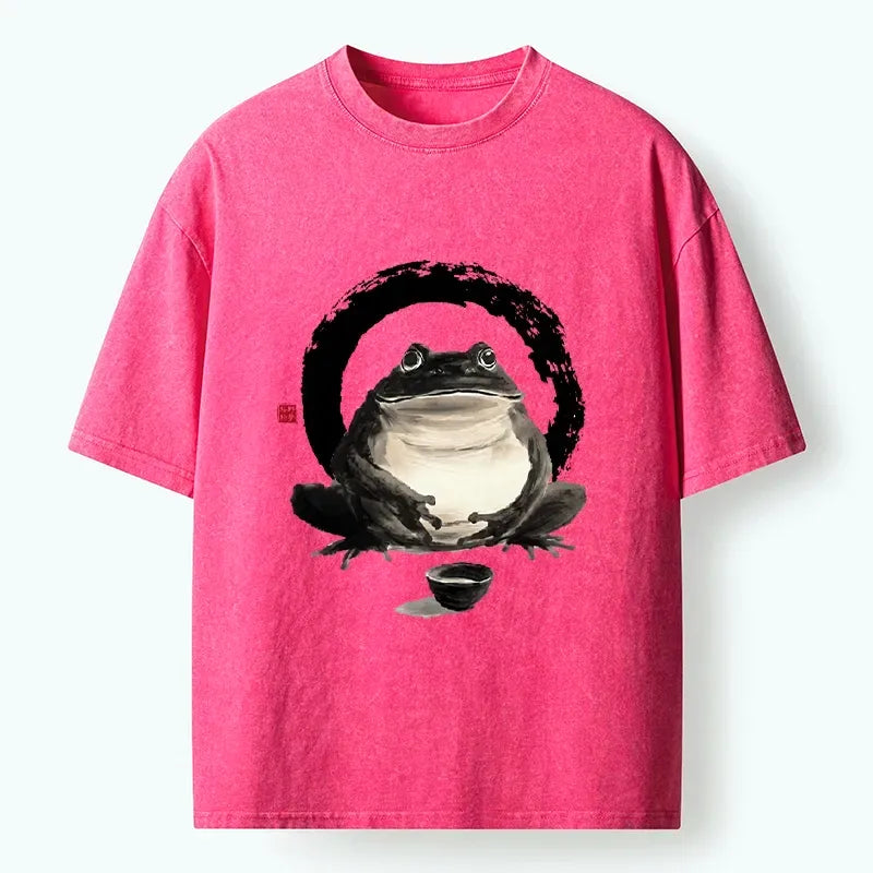 Japanese Zen Frog Washed T-Shirt