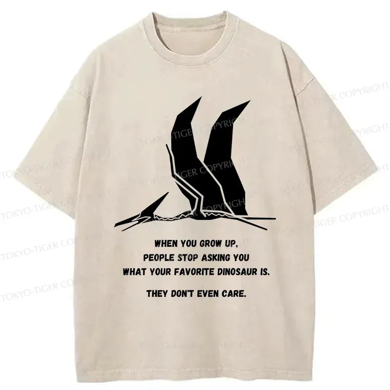 Kyoto-Lion Funny Dinosaur Washed T-Shirt