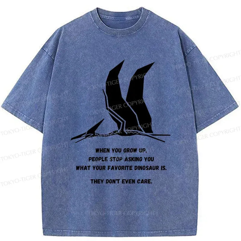 Kyoto-Lion Funny Dinosaur Washed T-Shirt