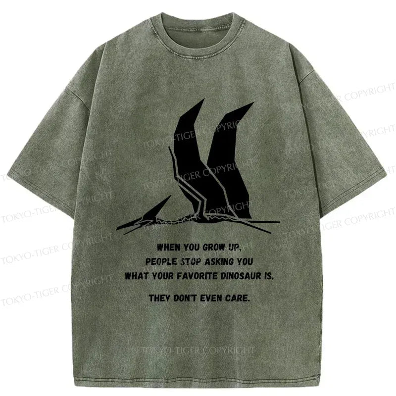 Funny Dinosaur Washed T-Shirt for Daily Wear