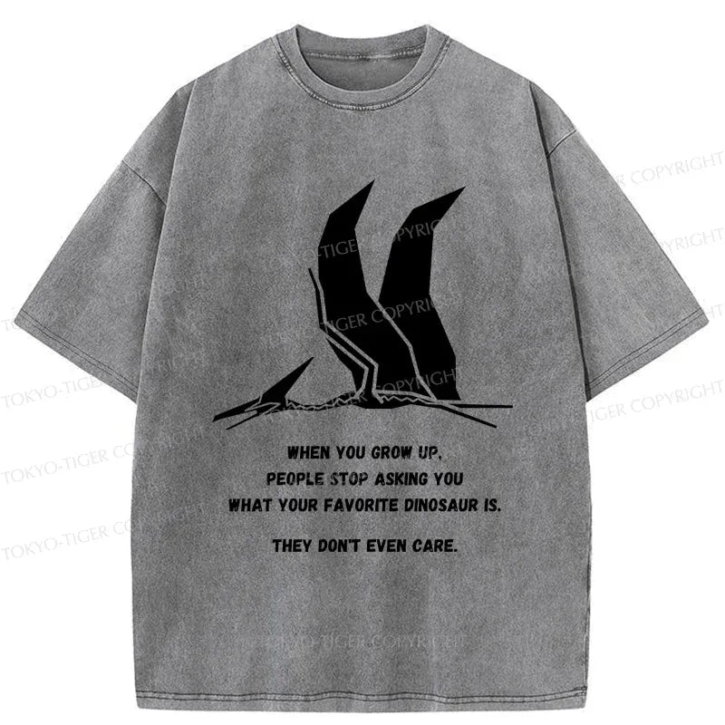 Funny Dinosaur Washed T-Shirt for Daily Wear