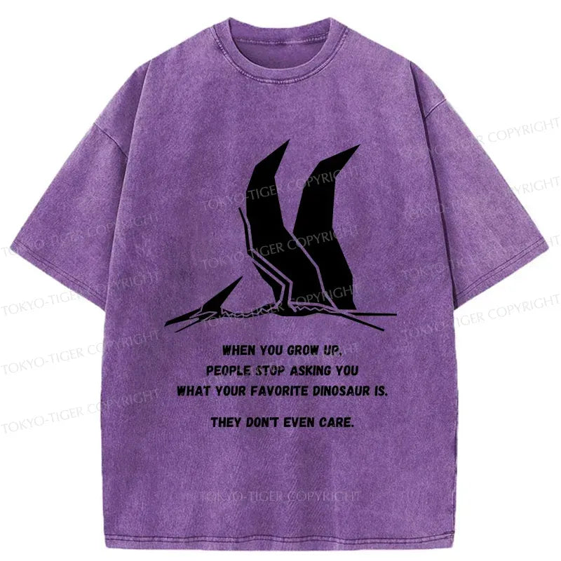Kyoto-Lion Funny Dinosaur Washed T-Shirt