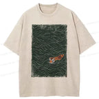 Kyoto-Lion Tiger In The Grass Washed T-Shirt