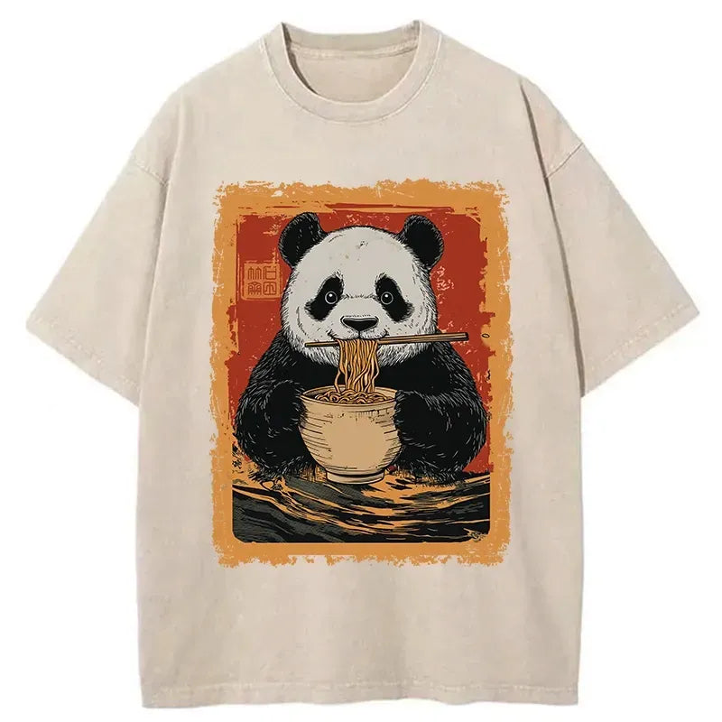washed unisex panda t-shirt streetwear