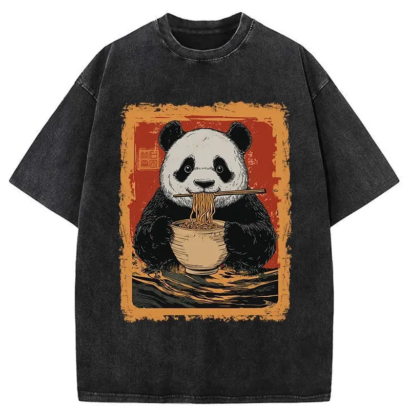 washed unisex panda t-shirt streetwear